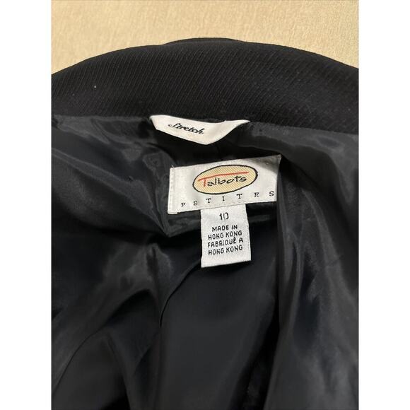 Talbots Women's 10P Jacket Black Long Sleeve 3 buttons Faux Pockets Collared - Picture 7 of 10